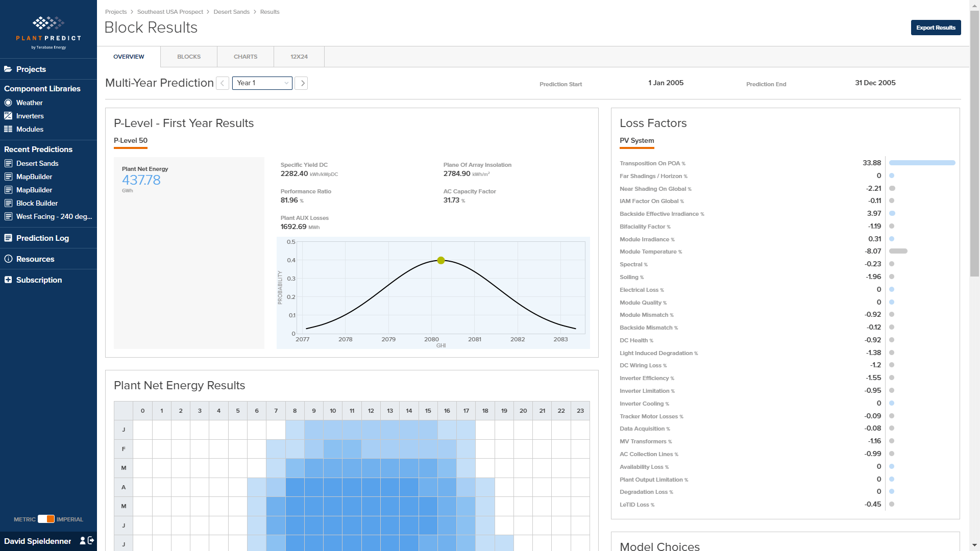 Screenshot of software showing solar field in desert region