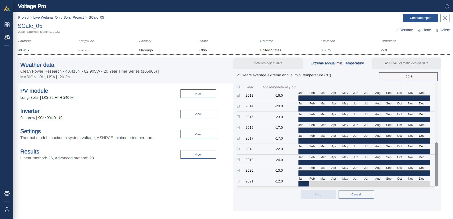 Solar design software screenshot