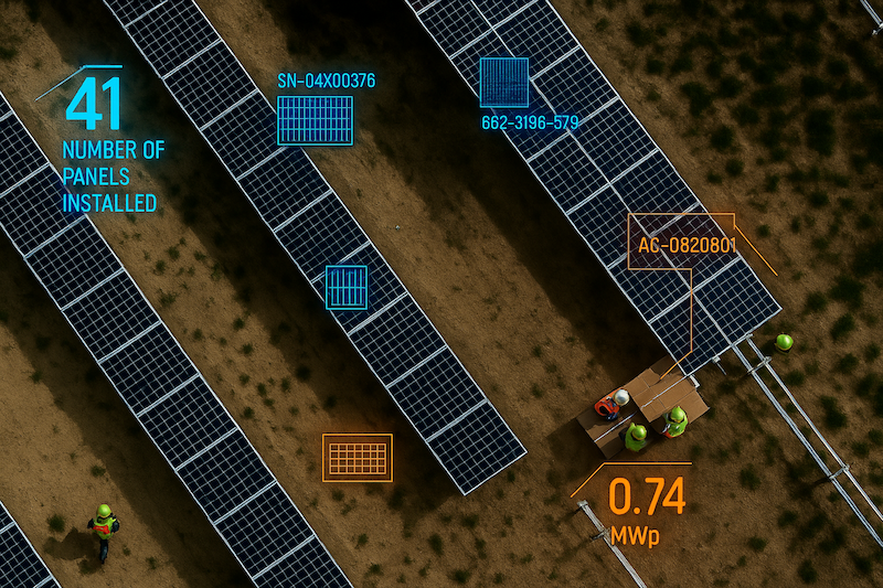 Screenshot of software showing solar field in desert region