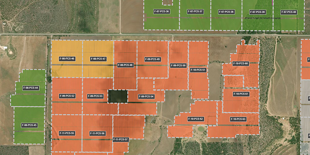 Screenshot of construction management software for utility-scale solar power plants