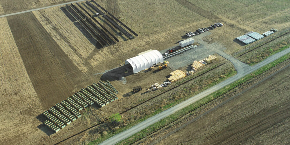 Overhead view of manufacturing line